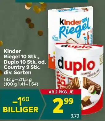 Billa Kinder riegel 10 stk duplo 10 stk. od. country 9 stk Angebot