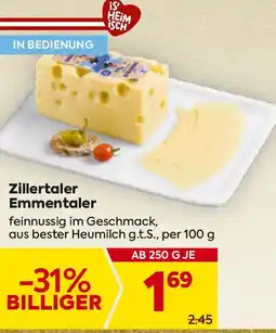 Billa Zillertaler Emmentaler Angebot