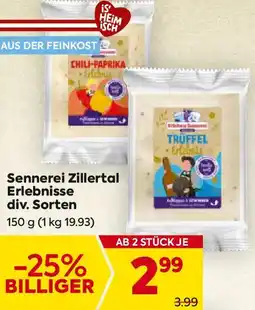 Billa Sennerei Zillertal Erlebnisse div. Sorten Angebot