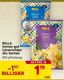 Billa BILLA immer gut Linsenchips div. Sorten Angebot
