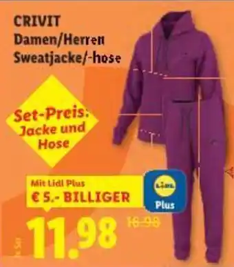 CRIVIT Damen/Herren Sweatjacke/-hose