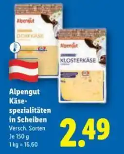 Lidl Alpengut Käse- spezialitäten in Scheiben Angebot