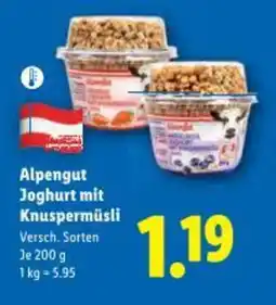 Lidl Alpengut Joghurt mit Knuspermüsli Angebot