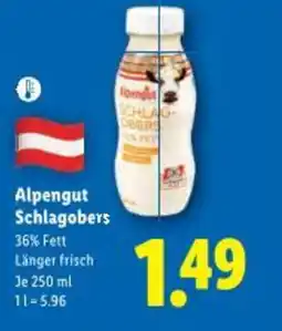 Lidl Alpengut schlagobers Angebot