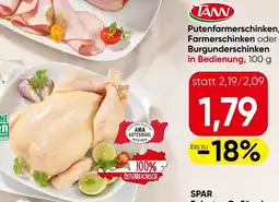 Eurospar Putenfarmerschinken, Farmerschinken oder Burgunderschinken Angebot