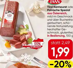 Eurospar Tirol Kantwurst oder Polnische Spezial Angebot