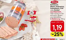 Eurospar Extrawurst, Pikant, Putenextra, Putenpikant, Chili oder Gurkerl Angebot