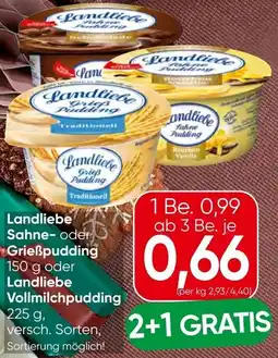 Eurospar Landliebe Sahne- oder Grießpudding oder Landliebe Vollmilchpudding Angebot