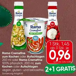 Eurospar Rama Cremefine zum Kochen oder Aufschlagen oder Rama Cremefine zum Kochen oder Aufschlagen Angebot