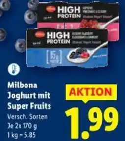 Lidl Milbona Joghurt mit Super Joghurt mit Super Fruits Versch. Sorten Je 2x 170 g 1 kg = 5.85 Angebot