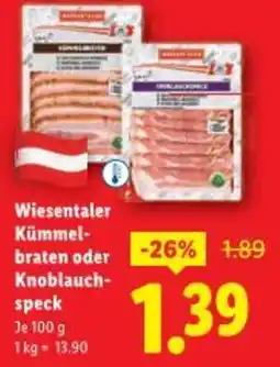 Lidl Wiesentaler Kümmel- braten oder Knoblauch- speck Angebot