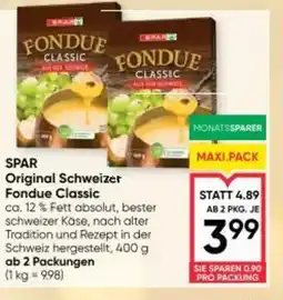 Maximarkt SPAR Original Schweizer Fondue Classic Angebot
