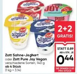 Maximarkt Zott Sahne-Joghurt oder Zott Pure Joy Vegan Angebot