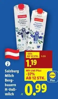 Lidl Salzburg Milch Bergbauern H-Vollmilch Angebot