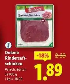 Lidl Dulano Rindersaftschinken Angebot