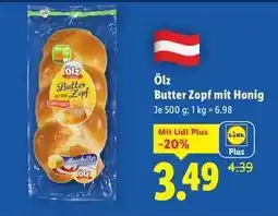 Lidl Ölz Butter Zopf mit Honig Angebot