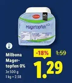 Lidl Milbona Magertopfen 0% Angebot