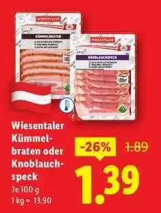 Lidl WIESENTALER Kümmelbraten oder Knoblauchspeck Angebot