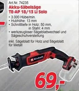 Zgonc Akku-Säbelsäge TE-AP 18/13 Li Solo Angebot