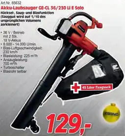 Zgonc Akku-Laubsauger GE-CL 36/230 Li E Solo Angebot