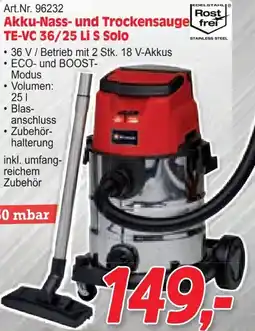 Zgonc Akku-Nass- und Trockensauge frei TE-VC 36/25 Li S Solo Angebot