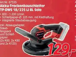 Zgonc Akku-Trockenbauschleifer TP-DWS 18/225 Li BL Solo Angebot