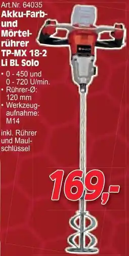 Zgonc Akku-Farb- und Mörtel- rührer TP-MX 18-2 Li BL Solo Angebot