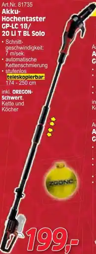 Zgonc Akku- Hochentaster GP-LC 18/ 20 Li T BL Solo Angebot