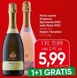 Eurospar Porta Leone Prosecco Spumante DOC oder Rose DOC Angebot