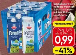 Eurospar Schärdinger Formil haltbare Vollmilch 3,5% oder Leicht- milch 0,5% Fett Angebot