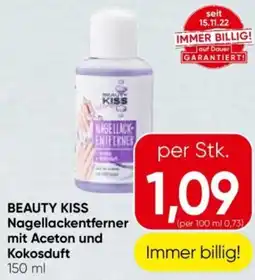 Eurospar Beauty kiss Nagellackentferner mit Aceton und Kokosduft Angebot