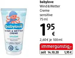 dm Babylove wind & wetter creme sensitive Angebot