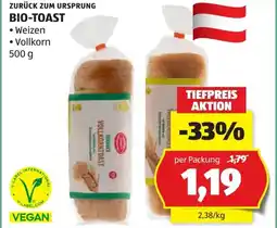 Hofer Zurück zum ursprung bio-toast Angebot