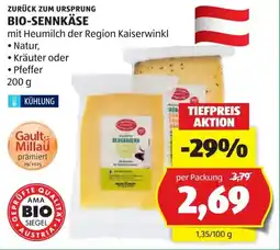 Hofer Zurück zum ursprung bio-sennkäse Angebot