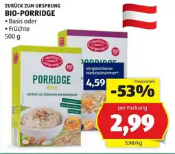 Hofer Zurück zum Ursprung Bio Porridge Basis Angebot