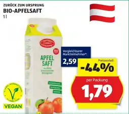 Hofer Zurück zum Ursprung Bio-Apfelsaft Angebot