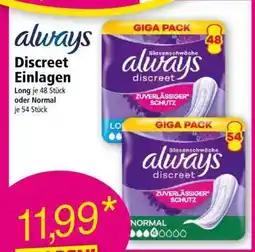 Norma Always discreet Einlagen Angebot