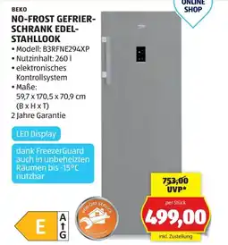 Hofer Beko No-Frost Gefrierschrank Edelstahllook B3RFNE294XP Angebot