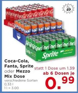 Unimarkt Coca-Cola, Fanta, Sprite oder Mezzo Mix Dose Angebot