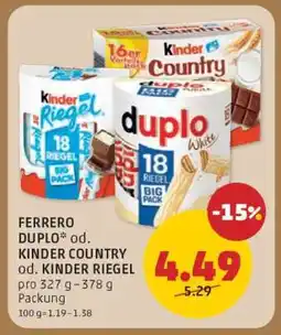 PENNY FERRERO DUPLO od. KINDER COUNTRY od. KINDER RIEGEL Angebot