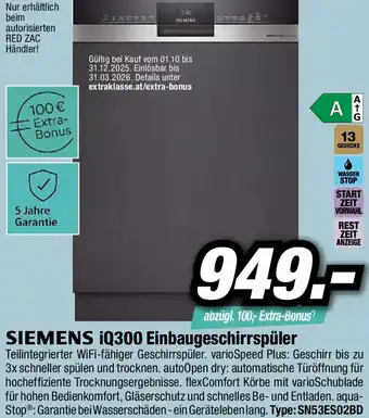 SIEMENS iQ300 Einbaugeschirrspüler