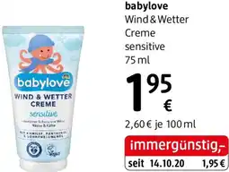 dm Babylove wind & wetter creme sensitive Angebot