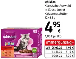 dm whiskas Klassische Auswahl in Sauce Junior Katzennassfutter Angebot