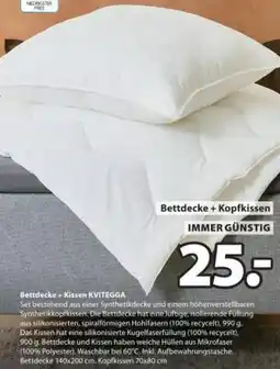JYSK Bettdecke + kissen kvitegga Angebot