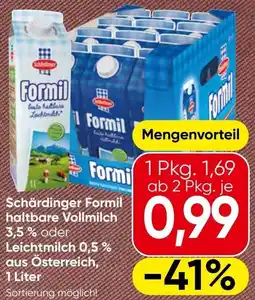 Eurospar Schärdinger formil haltbare vollmilch 3,5% oder leichtmilch 0,5% Angebot