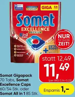 Eurospar Somat Gigapack 70 Tabs, Somat Excellence Caps Angebot