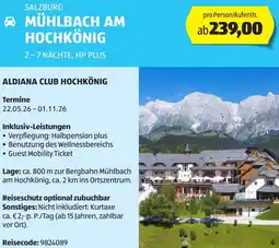 Hofer Reisen Salzburg mühlbach am hochkönig Angebot