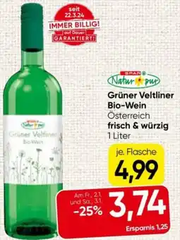 Spar Natur pur grüner veltliner bio-wein Angebot