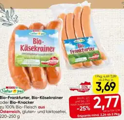 Spar Natur pur bio-frankfurter, bio-käsekrainer Angebot