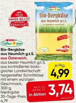 Spar Natur pur bio-bergkäse Angebot